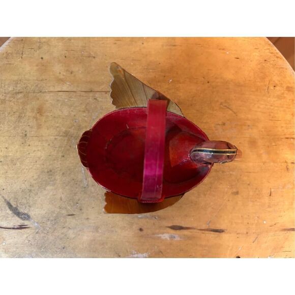 Vintage Shaved Wood Figure Duck Bird Basket Folk Art Ornament (8562) - Picture 5 of 8